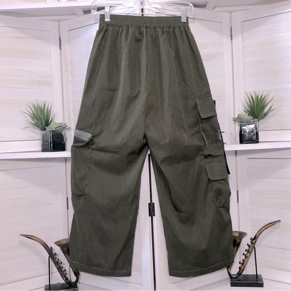 Army green Y2K safari high rise grunge skater cargo pants Sz S - Picture 2 of 9